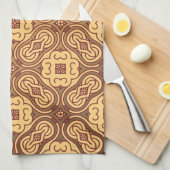 カラフルなレトロパターン背景 キッチンタオル (四つ折り)