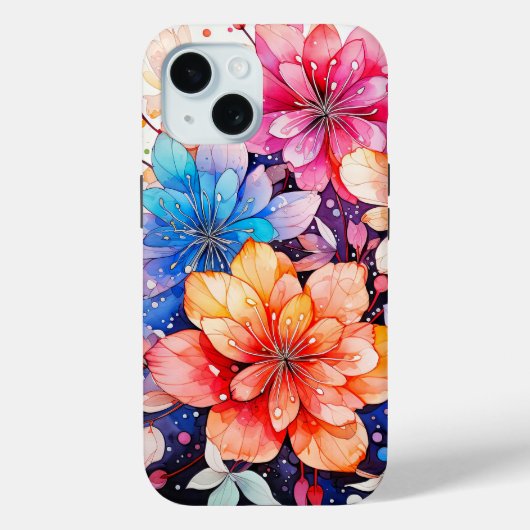 カラフルなレトロフラワーアート Case-Mate iPhoneケース (裏面)