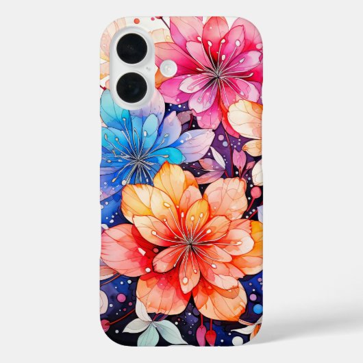 カラフルなレトロフラワーアート Case-Mate iPhoneケース (裏面)