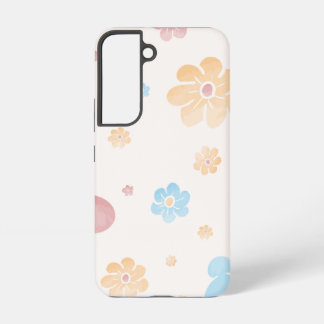 カラフルなレトロフラワーパターン | かわいいグルービーフローラル SAMSUNG GALAXY S22ケース