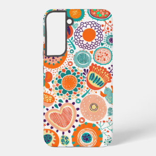 カラフルなレトロフラワーパターン 3a samsung galaxy s22+ケース