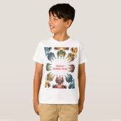 カラフルなレトロロボット 男の子の誕生日パーティー Tシャツ (正面フル)