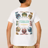 カラフルなレトロロボット 男の子の誕生日パーティー Tシャツ (裏面)