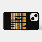 カラフルなレトロワードストライプ iPhoneケース (裏面横)