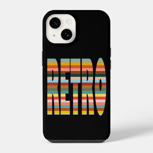 カラフルなレトロワードストライプ iPhoneケース (裏面)