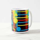 カラフルなレトロ幾何学抽象 コーヒーマグカップ (正面右)