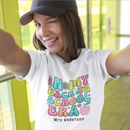 カラフルなレトロ教師のバックトゥスクール Tシャツ