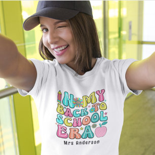 カラフルなレトロ教師のバックトゥスクール Tシャツ
