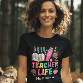 カラフルなレトロ教師の引用Tシャツ Tシャツ