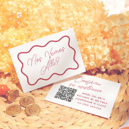 カラフルなレトロ波状フレーム スペイン語 結婚式RSVP エンクロージャーカード