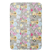 カラフルなレトロ猫のネコ科パターン バスマット (正面縦)