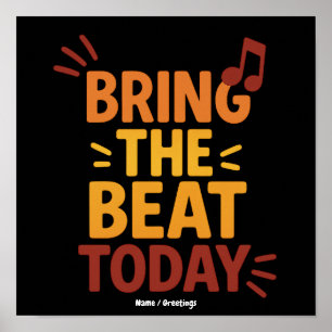 カラフルなレトロ音楽デザイン Bring the Beat Today ポスター