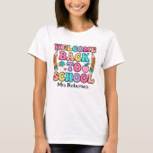 カラフルなレトロ風名言の先生Tシャツ Tシャツ (正面)