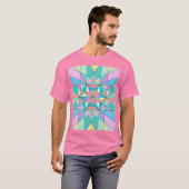 カラフルなレトロ パステル モザイク 三角形 スター柄 Tシャツ (正面フル)