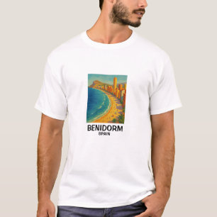 カラフルなレトロ ベニドルム スペイン コスタブランカ 旅行 Tシャツ