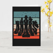 カラフルなレトロ ヴィンテージ チェス フィギュア カード (黄色い花)