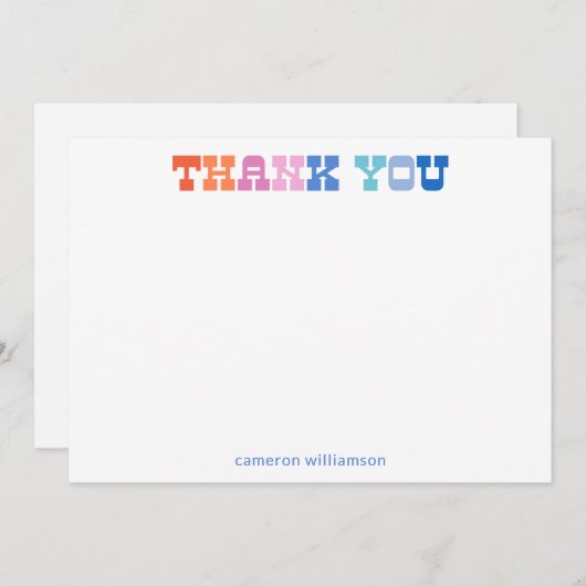 カラフルなレトロ 西部風 タイポグラフィー オーダーメイド サンキューカード (正面/裏面)