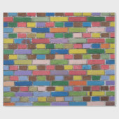 カラフルなレンガ壁 ラッピングペーパー (フラット)