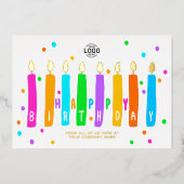 カラフルなロウソクのロゴ ビジネス 誕生日 ゴールド カード (正面)