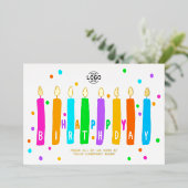 カラフルなロウソクのロゴ ビジネス 誕生日 ゴールド カード (立ち正面)