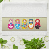 カラフルなロシア人のMatrioshka (Matreshka)の人形タオル キッチンタオル (折り畳み)