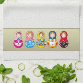 カラフルなロシア人のMatrioshka (Matreshka)の人形タオル キッチンタオル (折り畳み)