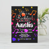 カラフルなロックスターギター星のロックバースデー 招待状 (スタンド正面)