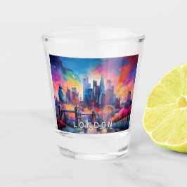 カラフルなロンドンのスカイライン抽象アート ショットグラス