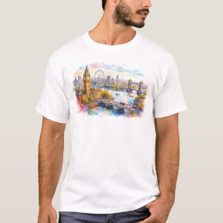 カラフルなロンドンの街並み Tシャツ