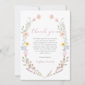 カラフルなワイルドフラワーのブライズシャワー サンキューカード (正面)