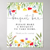 カラフルなワイルドフラワーのブーケ バー 花のバー 看板 ポスター (正面)