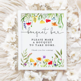 カラフルなワイルドフラワーのブーケ バー 花のバー 看板 ポスター