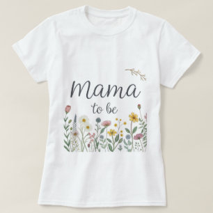 カラフルなワイルドフラワーのママトゥビー フローラルベビーシャワー Tシャツ