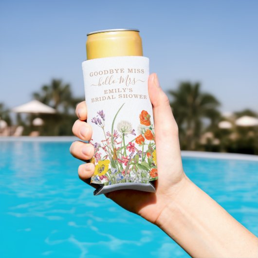 カラフルなワイルドフラワーの国 フローラル グッバイ ミス スリム缶クーラー (インサイチュ プール)