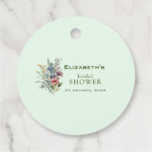 カラフルなワイルドフラワーの花束を使ったブライダルシャワー フェイバータグ (裏面)