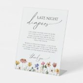 カラフルなワイルドフラワーベイビーシャワーの夜間おむつ 台座サイン (正面)