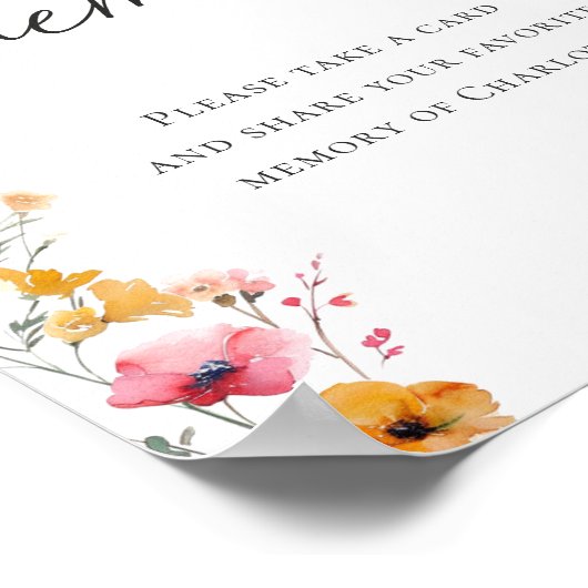 カラフルなワイルドフラワー "お気に入りの思い出をシェアしてください"  ポスター (角)