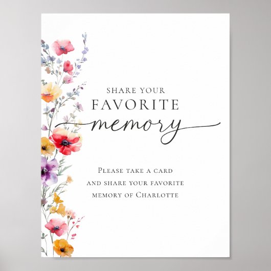 カラフルなワイルドフラワー "お気に入りの思い出をシェアしてください"  ポスター (正面)