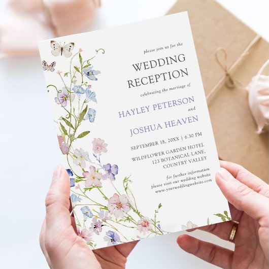 カラフルなワイルドフラワー ウェディング ラスティック フラワーリー 招待状