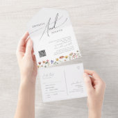 カラフルなワイルドフラワー | カジュアルQRコードシールと送信 オールインワン招待状 (貼ってはがせる)