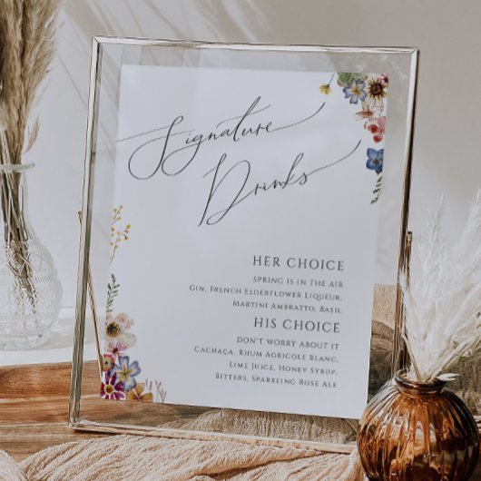 カラフルなワイルドフラワー | シグネチャードリンク サイン