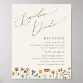 カラフルなワイルドフラワー | ベージュのシグネチャードリンクサイン ポスター (正面)