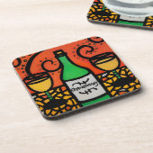 カラフルなワインの芸術シャードネーワイン コースター (左側)