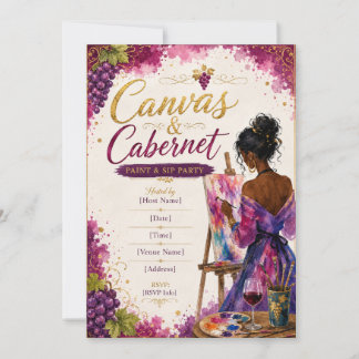 カラフルなワインアート Canvas & Cabernet ペイント&ワイン飲み会 | カラフル W 招待状