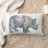 カラフルなヴィンテージのサイのイラストレーション ランバークッション (ブランケット)