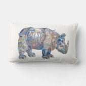 カラフルなヴィンテージのサイのイラストレーション ランバークッション (裏面)