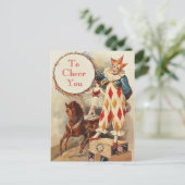 カラフルなヴィンテージのサーカスのピエロ ポストカード (スタンド正面)