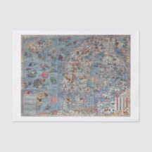 カラフルなヴィンテージのスカンジナビアの旧世界の地図