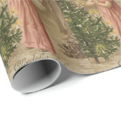 カラフルなヴィンテージのピンクのクリスマスの天使のギフトの紙 ラッピングペーパー (ロールコーナー)