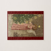 カラフルなヴィンテージのピンクのクリスマスの天使のパズル ジグソーパズル (横)